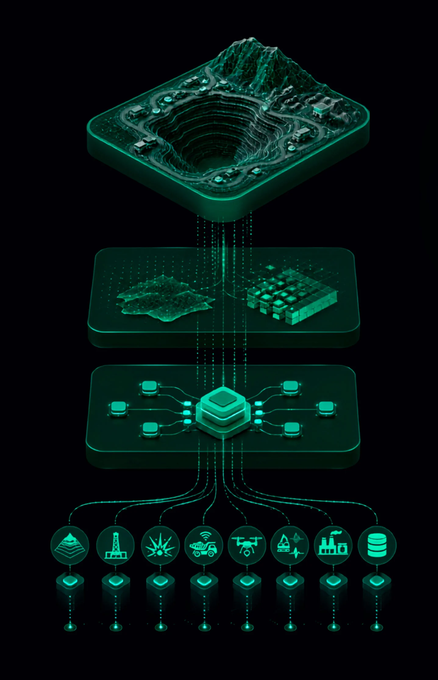 Arquitectura CORE en tres capas: interfaces, algoritmos y fuentes de datos